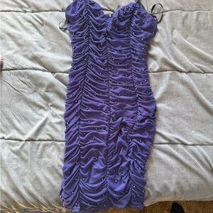 Elegant Purple Ruched Dress